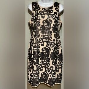 Vince Camuto Black Floral Sequin & Cream Dress